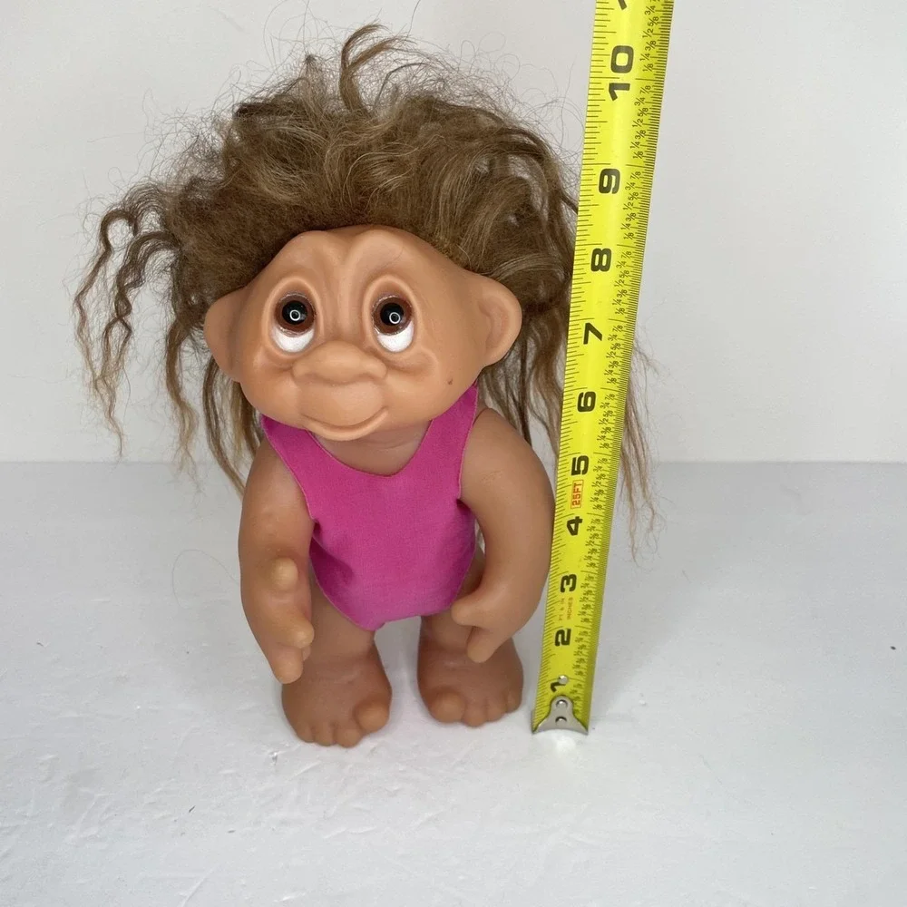 Vintage 1985 Dam Troll Doll Made in Denmark Brown Hair Pink Bodysuit‎ 604